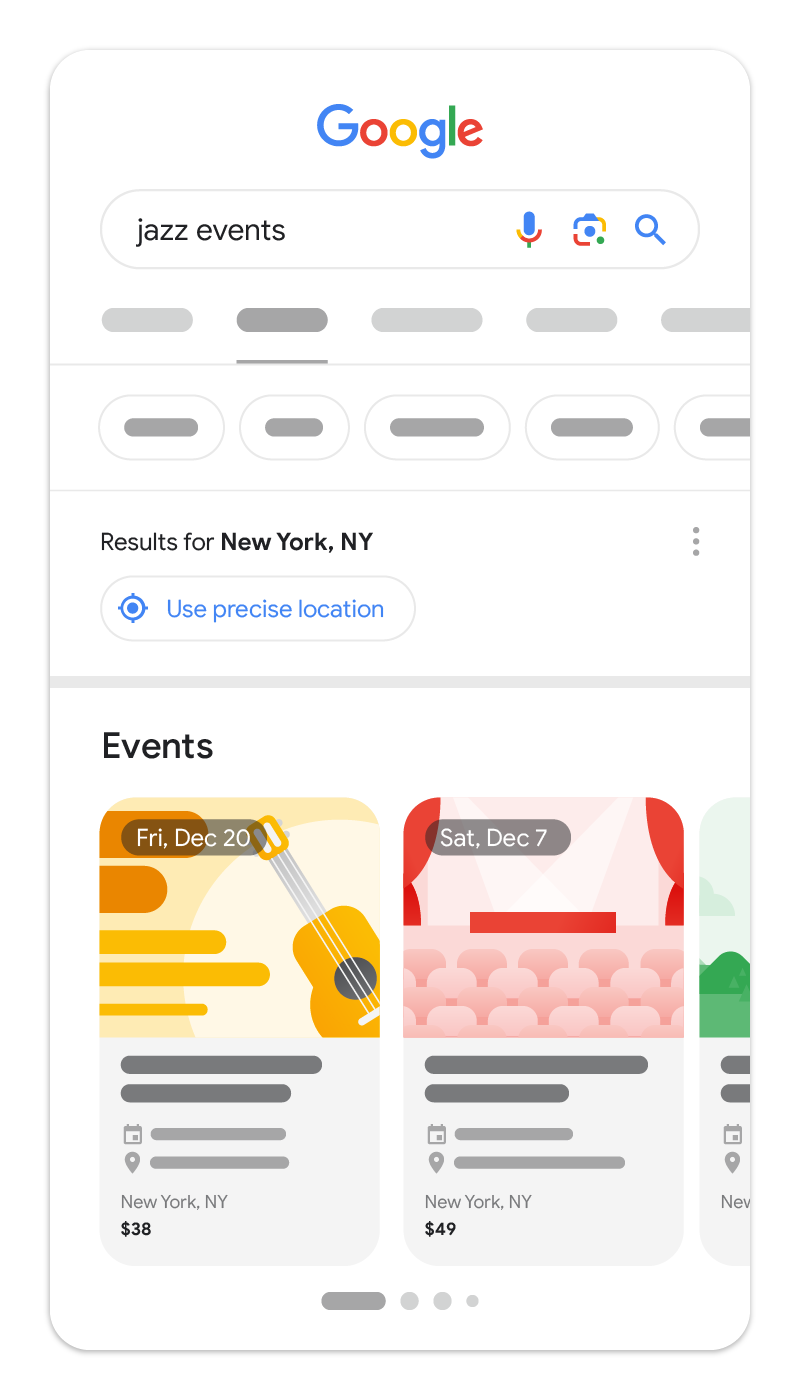 Tampilan pengalaman acara di Google Penelusuran